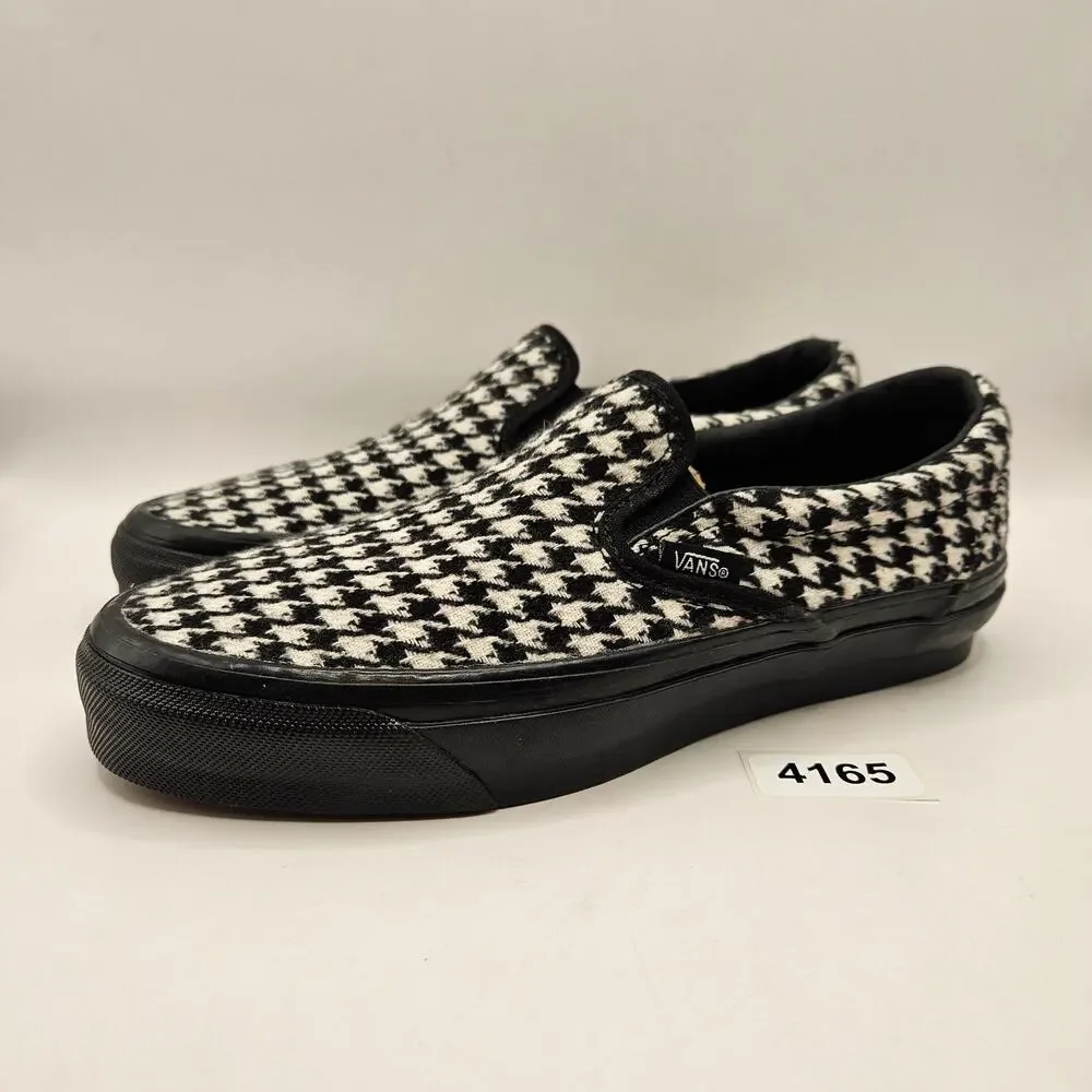 VANS WOMEN'S 7.5 HOUNDSTOOTH BLACK WHITE SLIP ON BLACK OUTSOLE NWOB